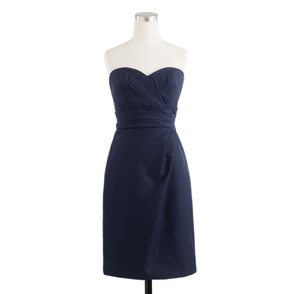 J Crew Navy Raquel Strapless Dress 8P